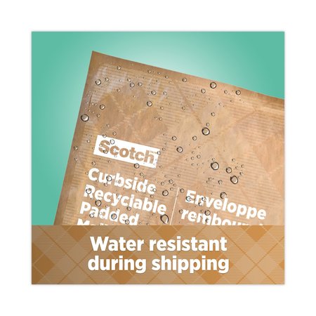 Scotch Curbside Recyclable Padded Mailer, #6, Self-Adhesive, Interior Dimensions: 12.9x17.8, Kraft, 50PK 7100258007